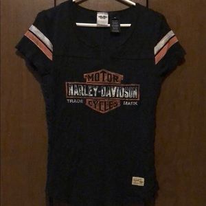 Harley Davidson T-shirt.  Lace up sides